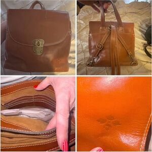 Brown Leather Backpack Purse - Women's Convertible Tote Backpack